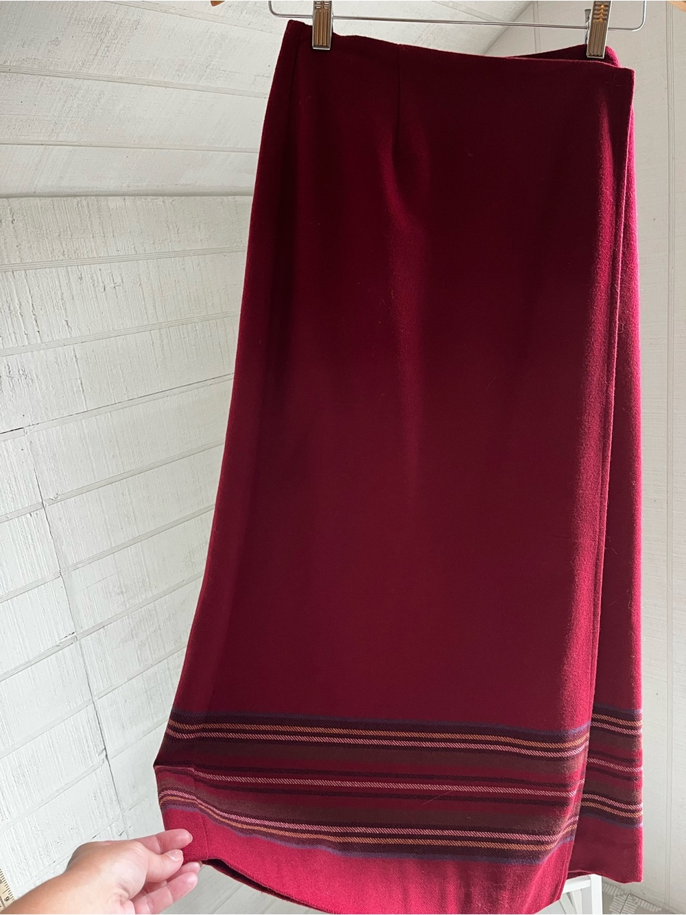 Eddie Bauer Burgundy Maxi Skirt with Striped Hem
